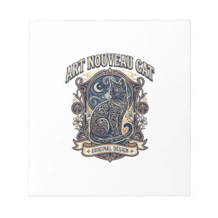 Art Nouveau Cat Cat Art Nouveau Vintage Vector Art Notepad