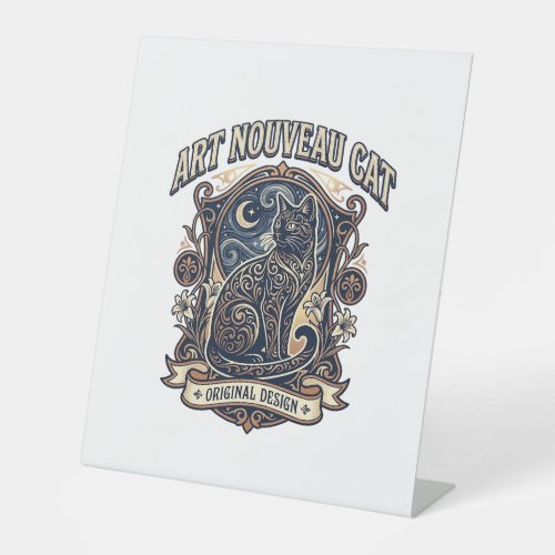 Art Nouveau Cat Cat Art Nouveau Vintage Vector Art Pedestal Sign