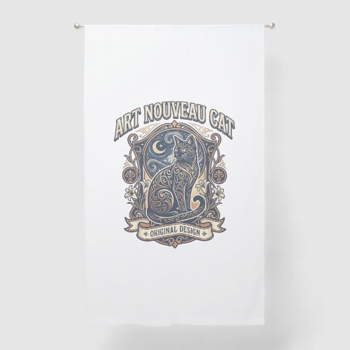 Art Nouveau Cat Cat Art Nouveau Vintage Vector Art Sheer Curtains