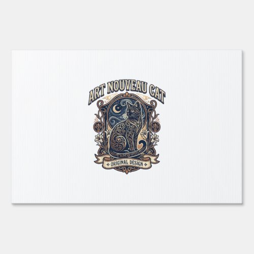 Art Nouveau Cat Cat Art Nouveau Vintage Vector Art Sign