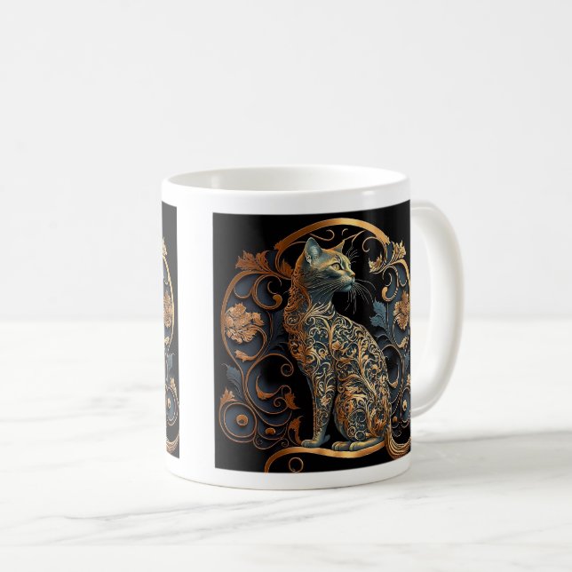 Art Nouveau Cat Classic Mug, 11 oz  Coffee Mug (Front Right)