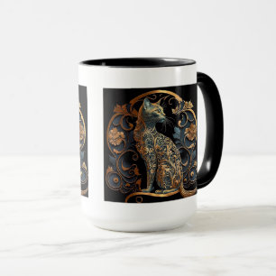 Art Nouveau Cat Combo Mug, 15 oz Mug