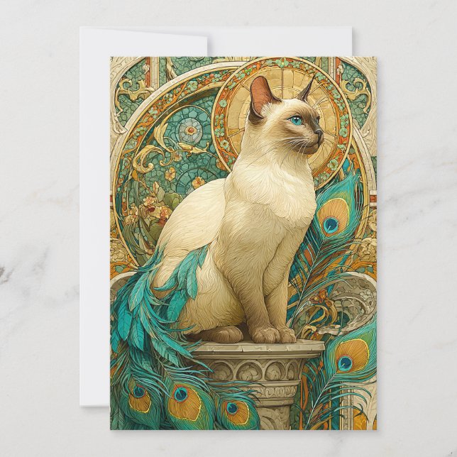 Art Nouveau Cat Holiday Card (Front)