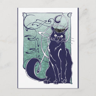 Art Nouveau Cat Postcard