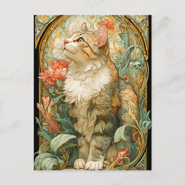 Art Nouveau Cat Postcard (Front)