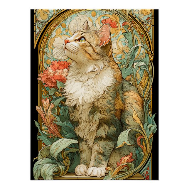 Art Nouveau Cat Poster (Front)