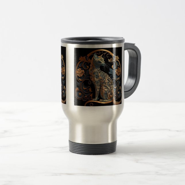 Art Nouveau Cat Travel/Commuter Mug, 15 oz  Travel Mug (Front Right)