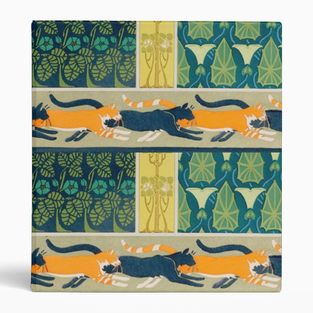 Art Nouveau Cats 3 Ring Binder (Front)