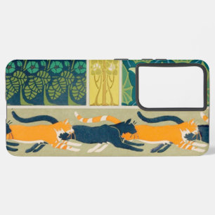 Art Nouveau Cats and Flowers Samsung Galaxy S21 Ultra Case