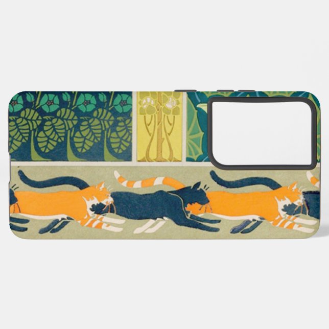Art Nouveau Cats and Flowers  Samsung Galaxy Case (Left Side)