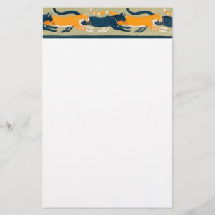 Art Nouveau Cats and Flowers Stationery