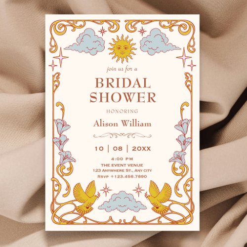 Art nouveau Celestial bridal shower Invitation