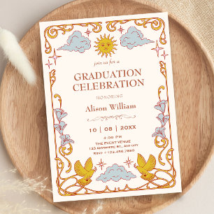 Art nouveau Celestial graduation Invitation