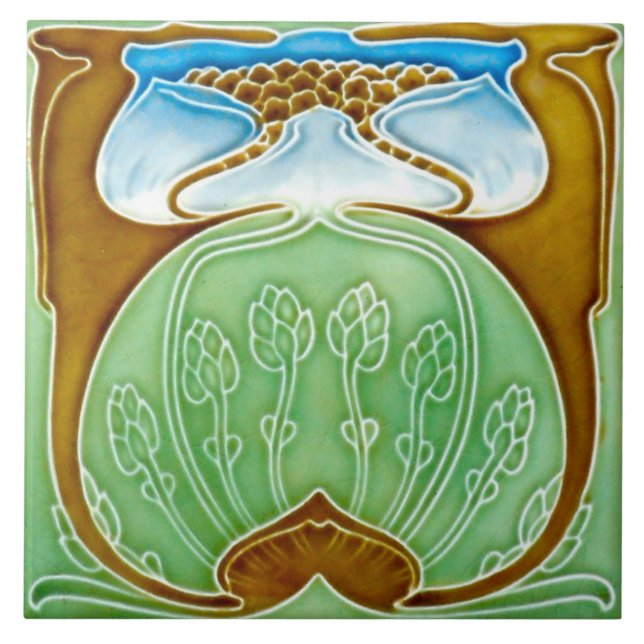 Art Nouveau Ceramic Fireplace wall Tile (Front)