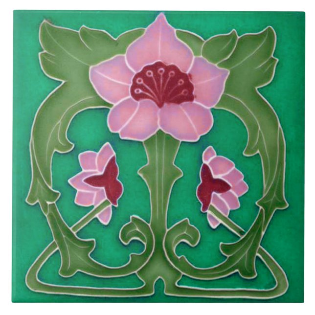 Art Nouveau Ceramic Fireplace wall Tile (Front)