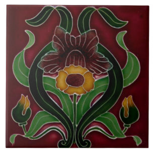 Art nouveau ceramic fireplace wall tile