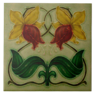 Art Nouveau ceramic fireplace wall tile