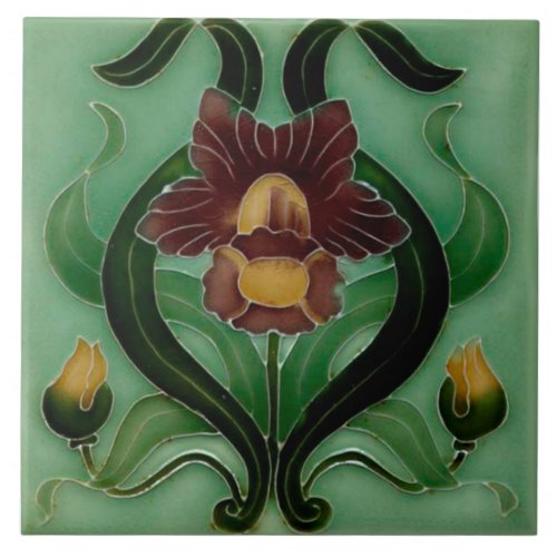 Art Nouveau Ceramic fireplace wall tile