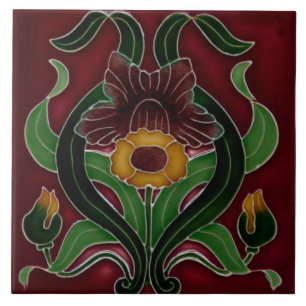 Art Nouveau Ceramic Fireplace Wall Tile