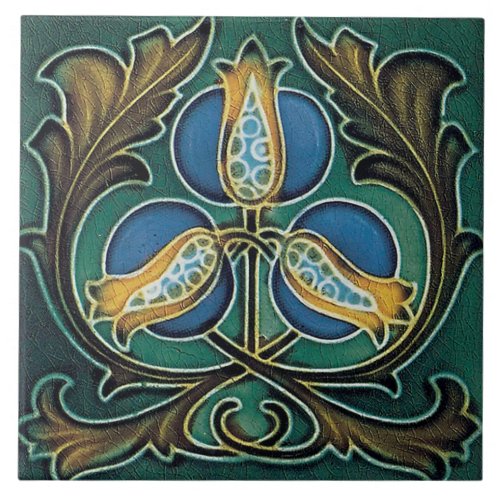 art nouveau ceramic fireplace wall tile mural