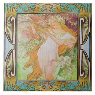 Art Nouveau Ceramic Tile Alphose mucha Design 02