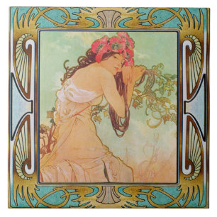Art Nouveau Ceramic Tile Alphose mucha Design 03