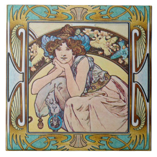 Art Nouveau Ceramic Tile Alphose mucha Design 14