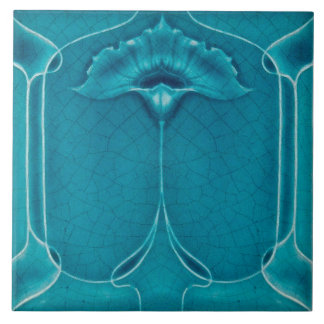 Art nouveau ceramic tile blue
