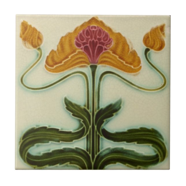 Art Nouveau Ceramic Tile - Flowers (Front)