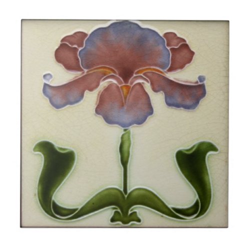Art Nouveau Ceramic Tile _ Lilac Flower
