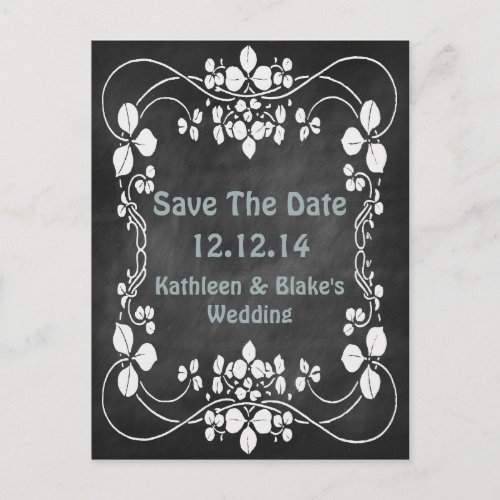 Art Nouveau Chalk Board Save The Date Announcement Postcard