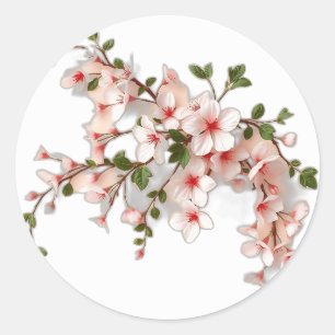 Art Nouveau Cherry Blossoms with Ivy Classic Round Sticker