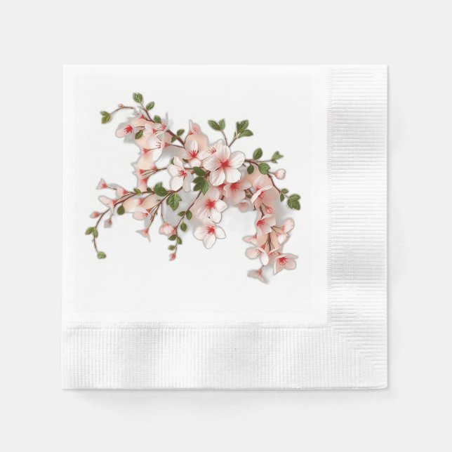 Art Nouveau Cherry Blossoms with Ivy Napkins (Front)