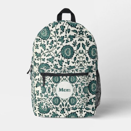 Art Nouveau Chinese Floral Pattern Repro with Name Printed Backpack