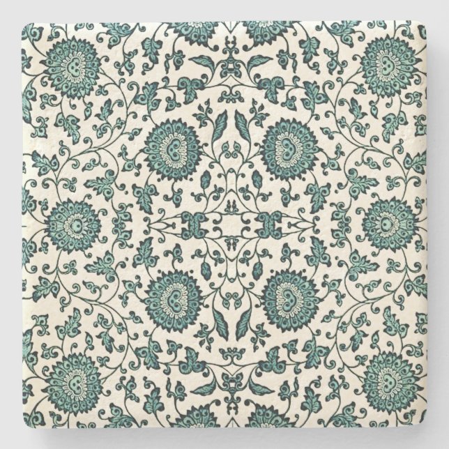 Art Nouveau Chinese Floral Pattern Reproduction   Stone Coaster (Front)