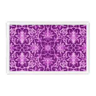 Art Nouveau Chinese Pattern - Amethyst Purple Acrylic Tray