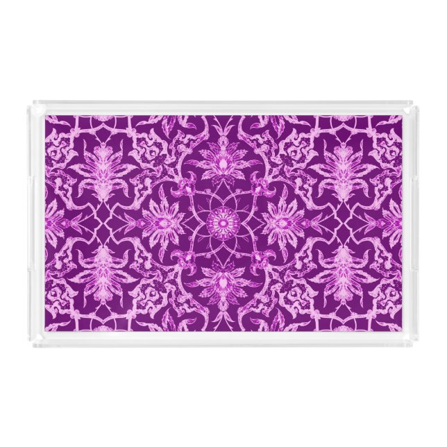 Art Nouveau Chinese Pattern - Amethyst Purple Acrylic Tray (Front)