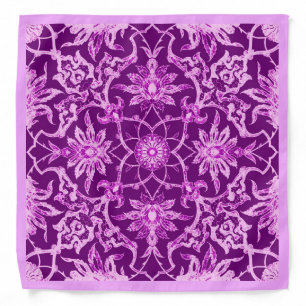 Art Nouveau Chinese Pattern - Amethyst Purple Bandana