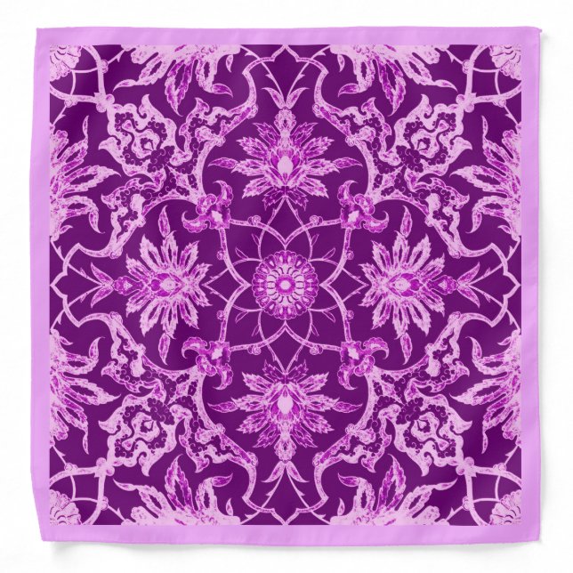 Art Nouveau Chinese Pattern - Amethyst Purple Bandana (Front)