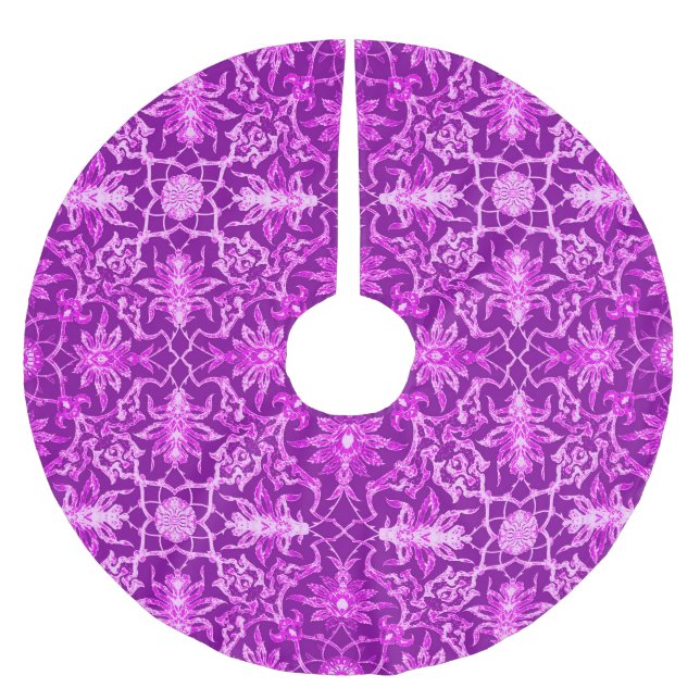 Art Nouveau Chinese Pattern - Amethyst Purple Brushed Polyester Tree Skirt (Front)