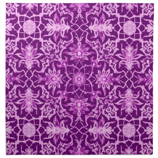 Art Nouveau Chinese Pattern - Amethyst Purple Cloth Napkin (Front)
