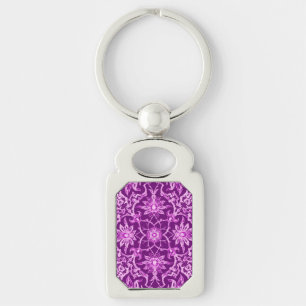 Art Nouveau Chinese Pattern - Amethyst Purple Keychain