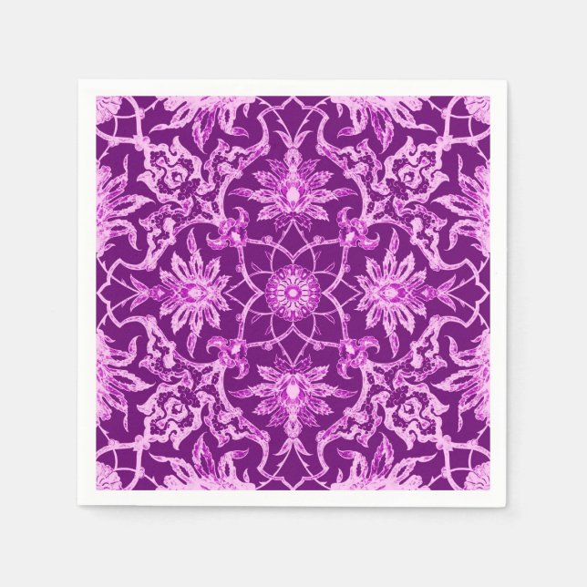 Art Nouveau Chinese Pattern - Amethyst Purple Paper Napkins (Front)