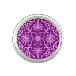Art Nouveau Chinese Pattern - Amethyst Purple Ring