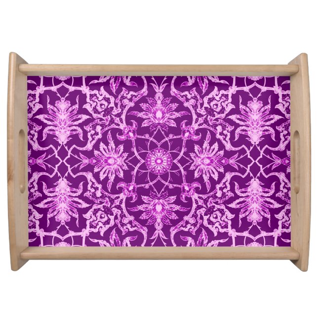 Art Nouveau Chinese Pattern - Amethyst Purple Serving Tray (Front)