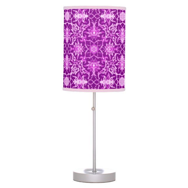 Art Nouveau Chinese Pattern - Amethyst Purple Table Lamp (Front)