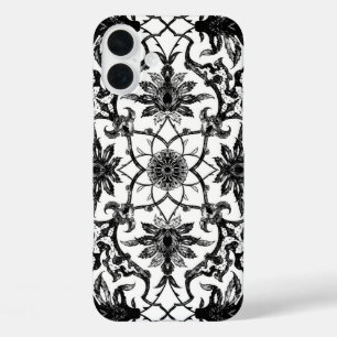 Art Nouveau Chinese Pattern - Black and White iPhone 16 Plus Case