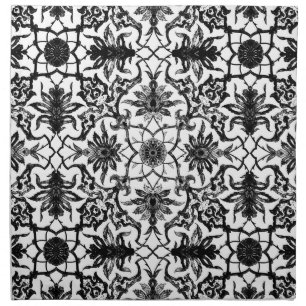 Art Nouveau Chinese Pattern - Black and White Napkin