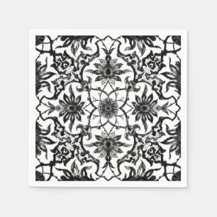 Art Nouveau Chinese Pattern - Black and White Paper Napkins
