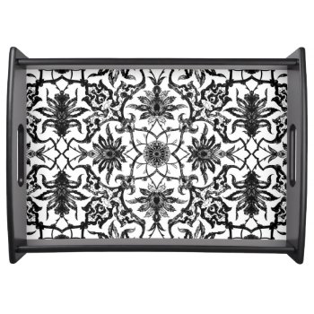 Art Nouveau Chinese Pattern - Black And White Serving Tray by Floridity at Zazzle